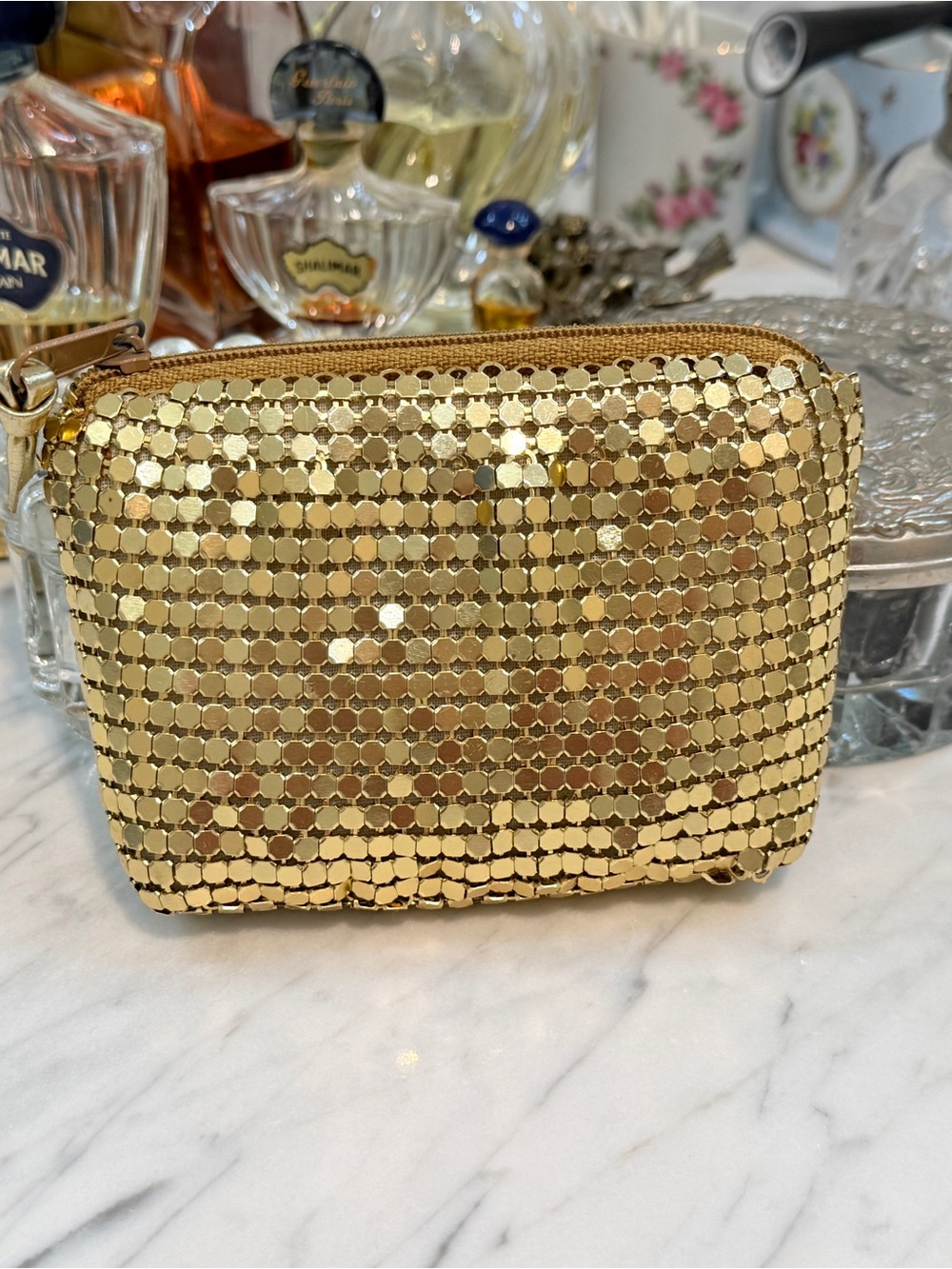 Whiting & Davis Gold Metal Mesh Padded Coin Purse - Picture 6 of 10